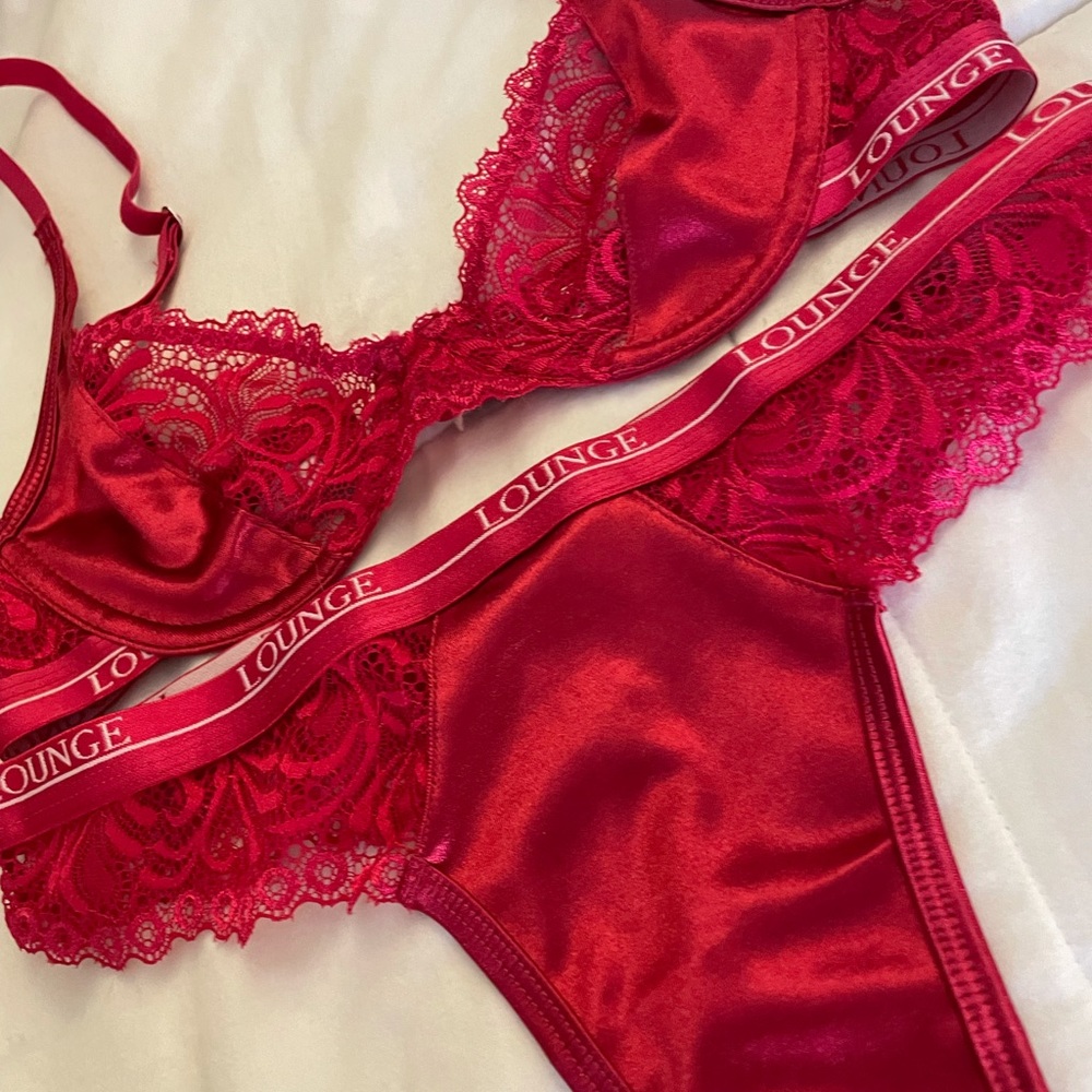 Lounge Silk Balcony Bra and Thong Set